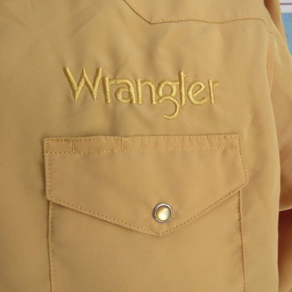Vtg Authentic Wrangler Western Shirt Large Gold Pearl Snaps Line Dancing Rodeo - Picture 13 of 13